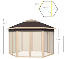 Outsunny 13 ft. x 13 ft. Pop Up Gazebo, Hexagonal Canopy Shelter with 6 Zippered Mesh Netting, Beige! (NEW IN BOX)!