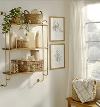 Wood & Brass Decorative 3-Tier Wall Shelf - Hearth & Hand™ with Magnolia: Farmhouse Style, Iron Frame! (NEW IN BOX)