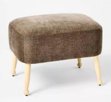 Corallina Upholstered Wooden Ottoman Natural Wood/Dark Brown! (NEW)