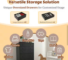 Oversized 5-Drawer Black Dressers Chest of Drawers with 2 Large Drawers 48.3 in. H x 31.6 in. W x 15.7 in. D! (NEW IN BOX!)