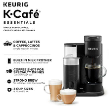 Keurig K-Cafe Essentials Single Serve K-Cup Pod Coffee Maker, Black