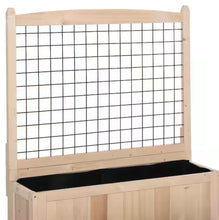 Outsunny 3-Tiers Natural Wooden Raised Garden Bed with Wheels, Trellis, Back Storage Area Easy Movable! (NEW IN BOX)