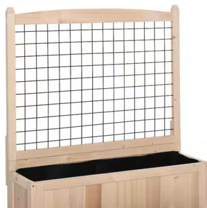 Outsunny 3-Tiers Natural Wooden Raised Garden Bed with Wheels, Trellis, Back Storage Area Easy Movable! (NEW IN BOX)