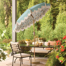7.5' Fringed Dome Outdoor Patio Umbrella - Blue - Threshold designed with Studio McGee - WE DO NOT SHIP!!