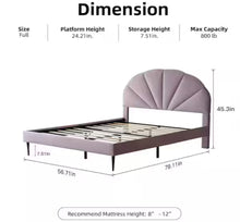 Purple Frame Full Size of Luxury Velvet Platform Bed with Seashell-Shaped Headboard! (NEW IN BOX)