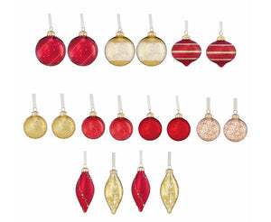 Hand Decorated Glass Ornaments, 18-piece! (NEW IN BOX)