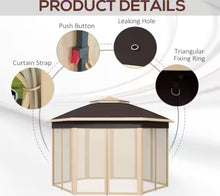 Outsunny 13 ft. x 13 ft. Pop Up Gazebo, Hexagonal Canopy Shelter with 6 Zippered Mesh Netting, Beige! (NEW IN BOX)!