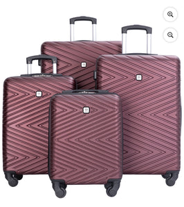 Travelhouse 4 Piece Hardshell Luggage Set Hardside Lightweight Suitcase with TSA Lock Spinner Wheels.(Wine Red)NEW