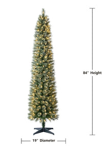 7 ft Pre-Lit Shelton Cashmere Pencil Fir Artificial Christmas Tree with 300 Clear LED Lights and Stand, by Holiday Time!! BRAND NEW!!