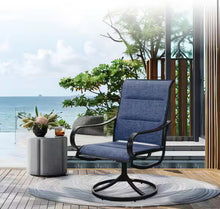 Black 5-Piece Metal Patio Outdoor Dining Set with Rectangle Table, Padded Textilene Swivel Chairs! (BRAND NEW IN 3 BOX’S! - 5PC SET ONLY - 4CHAIRS - 1TABLE)