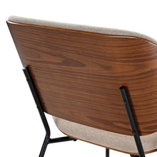 Edie Walnut Upholstered Lounge Chair,24.41" W x 25.59" D x 26.77" H, White!! NEW IN BOX!!