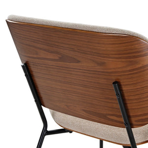 Edie Walnut Upholstered Lounge Chair,24.41" W x 25.59" D x 26.77" H, White!! NEW IN BOX!!