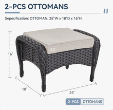 Valierius Versatile Outdoor Wicker Ottomans With Soft Cushions - Durable & Weather-Resistant For Patios, Gardens & Poolside Relaxation (Set of 2)
