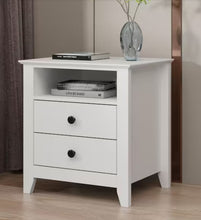 White Wooden Nightstand, Sidetable, End Table with 2 Drawers and Open Shelf, 19.7 L x 15.7 in. W x 21.7 in. H!! NEW IN BOX!!