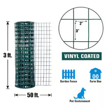 3 ft. x 50 ft. 16-Gauge Green Vinyl Coated Welded Wire Fence with Mesh Size 3 in. x 2 in.- new in box