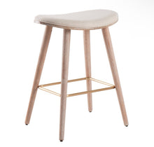 LumiSource Set of 2 26" Saddle Counter Height Barstools with Faux Leather Cream/Gold