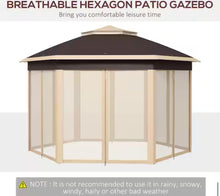Outsunny 13 ft. x 13 ft. Pop Up Gazebo, Hexagonal Canopy Shelter with 6 Zippered Mesh Netting, Beige! (NEW IN BOX)!