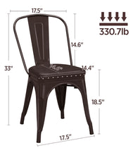 Yaheetech Pack of 4 Metal Dining Chairs with PU Leather Seat for Indoor/Outdoor, Brown!! NEW AND ASSEMBLED!!