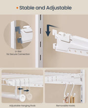 SONGMICS HOME Closet System, Closet Insert Organizer, 2 ft, Adjustable Metal Shelving Unit with 2 Hanging Rods, 2 Shelves, and Hooks, for Pantry Mudroom Garage Basement, Cloud White URGR030W01– NEW