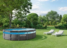 Intex 14' x 42" Clearview Prism Frame Above Ground Pool - Graywood Print: Steel Frame & Vinyl Liner! (NEW IN BOX)