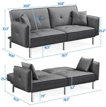 Yaheetech Futon Sofa Bed with Adjustable Backrest, Dark Gray!! NEW AND ASSEMBLED!!