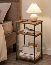 VASAGLE Side Table, Small End Table, Tall Nightstand for Living Room, Bedroom, Office, Bathroom, Rustic Brown and Classic Black, Set of 2! (NEW IN BOXES)