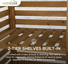 YardCove 29.76 in. Outdoor Firewood Storage Rack with Asphalt Roof and 2-Tier Shelves! (NEW & ASSEMBLED)