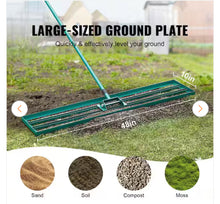 48 in. x 10 in. Lawn Leveling Rake, Heavy-Duty Tool with 78 in. Steel Handle for Garden, Golf Course and Farm- new