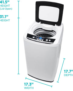 BLACK+DECKER 0.9 Cu. Ft. Portable Washer, 6.6 lb. Capacity Washing Machine for Homes & Apartments, 5 Wash Cycles, Quick Connect Sink Adapter and Drain Hose Included, Transparent Lid & LED Display, BPWM09W, White! (NEW - LIGHTLY DENTED FROM SHIPPING)