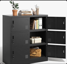 6 Door Locker, Employee Metal Locker Office Steel Gym Locker with Card Slots and Vents Home, School Office Locker (Black)!! NEW IN BOX!!