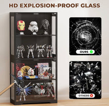 Glass Display Cabinet, Curio Cabinet, Bookcase with 3 Color LED Lights- new in box