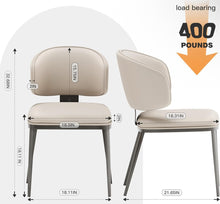 Leather Dining Chairs Set of 2 Upholstered Kitchen Chair with Curved Back & Sturdy Metal Base, Mid Century Modern Chair for Dining Table Kitchen Restaurant (Light Grey-2)- WE DO NOT SHIP!!