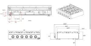Thor Kitchen 36 in. Gas Cooktop in Stainless Steel with 6 Burners! (NEW IN BOX)