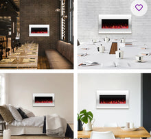 36-Inch Wall Mounted Electric Fireplace - Color LED Flame and 3 Media Backgrounds with Adjustable Brightness and Remote