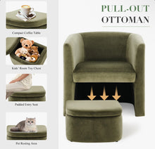 Braedin Upholstered Accent Chair & Storable Ottoman, No Assembly Required- WE DO NOT SHIP!!