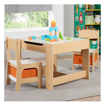 Senda Kids Wooden Storage Table and Chairs Set, Natural Color, Melamine, 3 Piece**New in box**