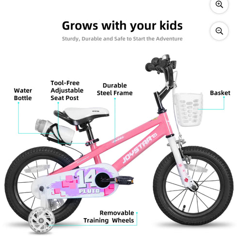 JOYSTAR Pluto Kids Bike with Training Wheels - 14 inch Bike,(Pink)- new in box