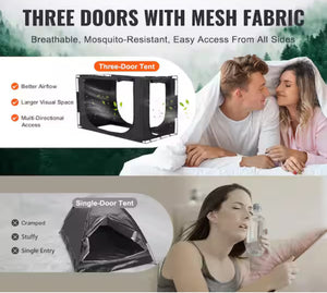 Bed Tent, Pongee Fabric, 3 Doors Breathable Dream Tent with 0.37 in. Fiber Poles on Bed Privacy, Blackout Bed Canopy! (NEW IN BOX)