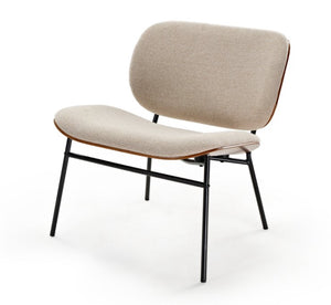Edie Walnut Upholstered Lounge Chair,24.41" W x 25.59" D x 26.77" H, White!! NEW IN BOX!!