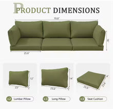 25.6 in. x 23.6 in. x 4 in. Outdoor Deep Seat Lounge Cushion Set (8-Piece) with Lumbar Support Pillows Oliver Green!! NEW IN BOX!!