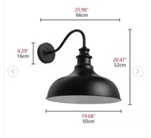 Modern Black Exterior Oversized Gooseneck Outdoor Hardwired Barn Light Dusk to Dawn Wall Sconce with Metal Shade/ new