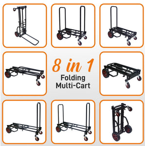 Pyle Adjustable Professional Equipment Cart, Compact 8-in-1 Folding Multi Cart, Hand truck, Dolly, Platform Cart, Extends 25.24” - 40.24”!! NEW OUT OF BOX!!