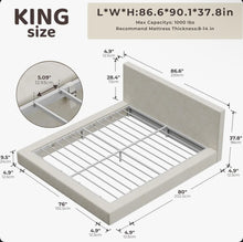 King Size modern Chenille Cloud Foam Upholstered Platform Bed Frame with Headboard, 5 Inch Foam Cushioned, No Box Spring, Easy Assembly - WE DO NOT SHIP!!