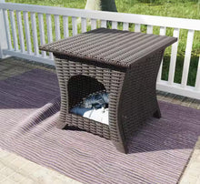 Brown Wicker Outdoor End Table Pet Side Table with Storage!! NEW IN BOX!!