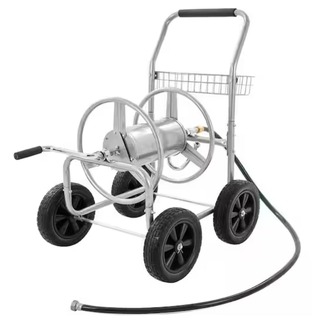 Skyshalo Hose Reel Cart Hold Up to 250 ft. of 5/8 in. Hose Garden Water Hose Carts Mobile Tools with 4 Wheels Heavy Planting!! NEW IN BOX!!