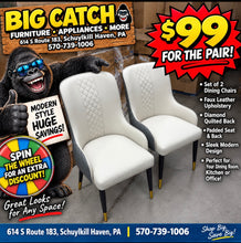 Check out this beautiful pair of brand new modern dining chairs — stylish, comfortable, and priced to MOVE!  No shipping