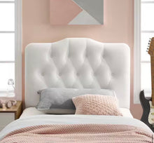 Annabel White Twin Diamond Tufted Performance Velvet Headboard! (NEW IN BOX)