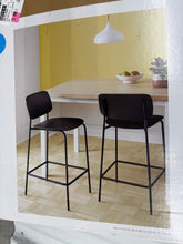 Set of 2 24" Molded Plastic with Metal Base Counter Height Barstool with Footrest Black - Room Essentials! (NEW IN BOX)
