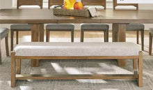 Cabalynn Casual Beige / Light Brown Polyester 64 in. Trestle Base Bench without Back Seats 3! (NEW & ASSEMBLED)