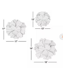 Set of 3 Eclectic 13, 17, and 19 inch white flower wall decors- new!